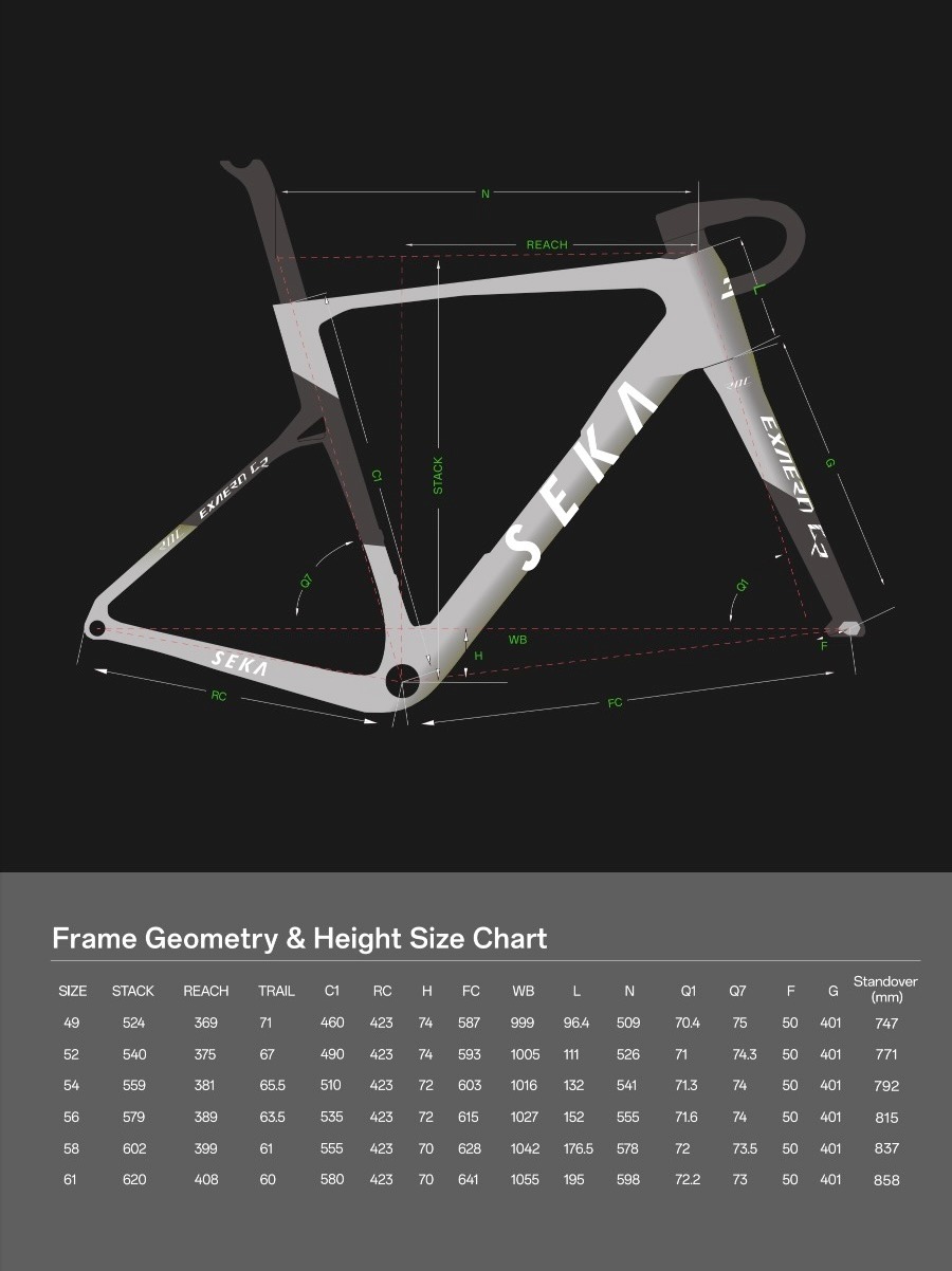 SEKA ExAero GR Frameset Geometrie